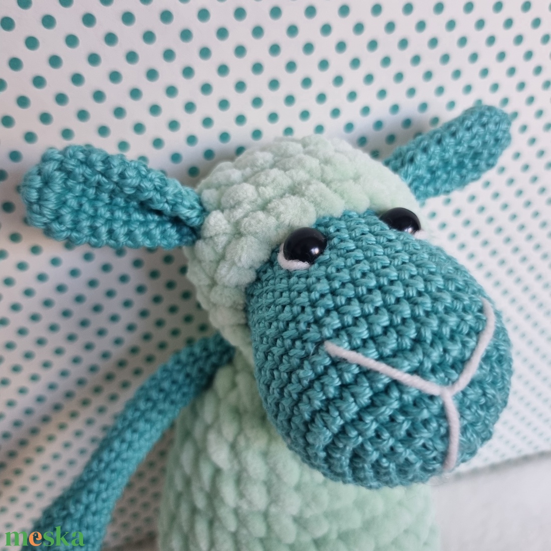 Horgolt türkiz-halványzöld bárány amigurumi - játék & sport - plüssállat & játékfigura - plüss bárány - Meska.hu
