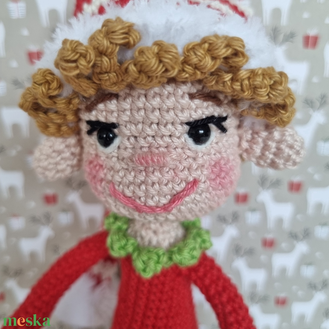 Horgolt karácsonyi csínytevő manó amigurumi - karácsony - karácsonyi lakásdekoráció - karácsonyi manók, figurák - Meska.hu