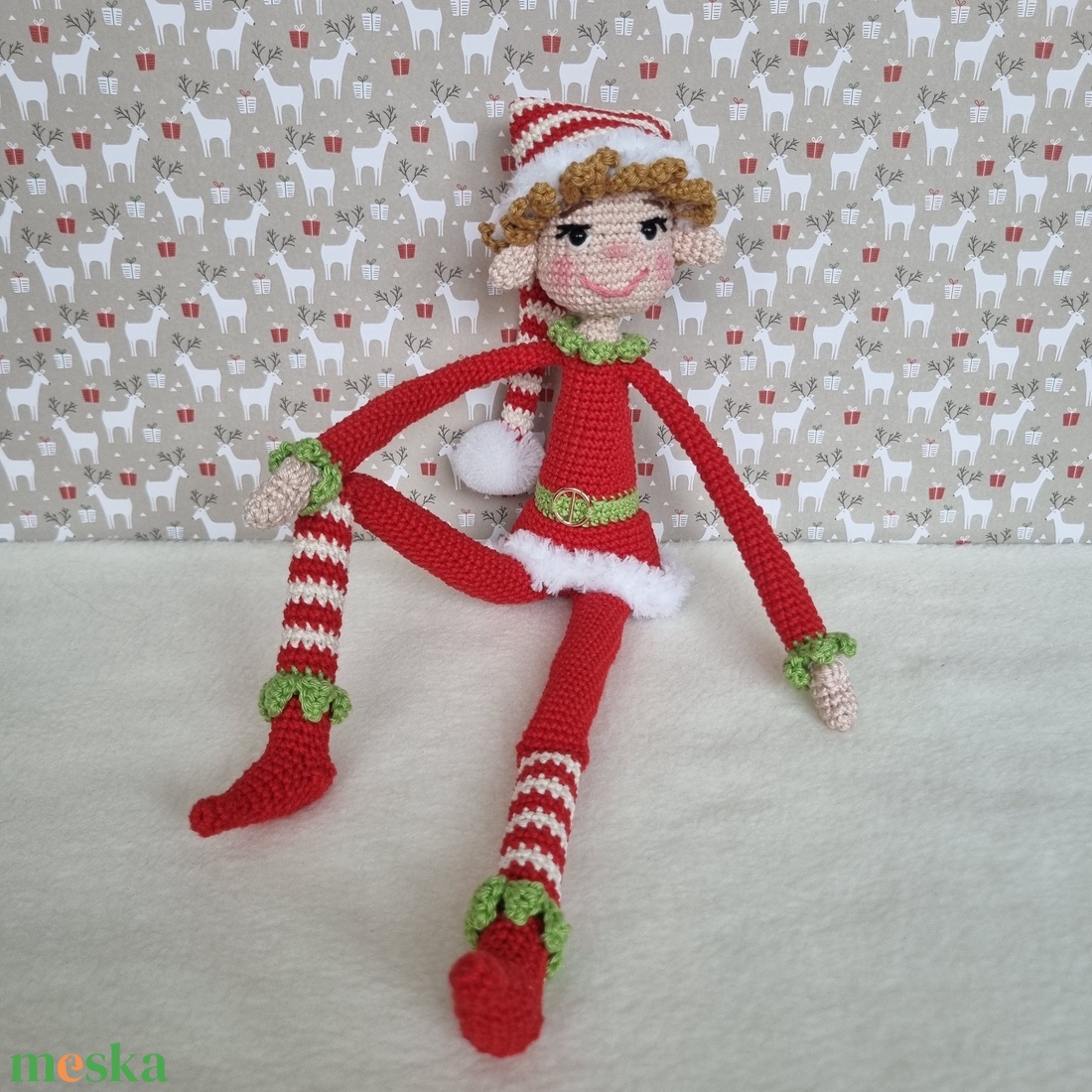 Horgolt karácsonyi csínytevő manó amigurumi - karácsony - karácsonyi lakásdekoráció - karácsonyi manók, figurák - Meska.hu