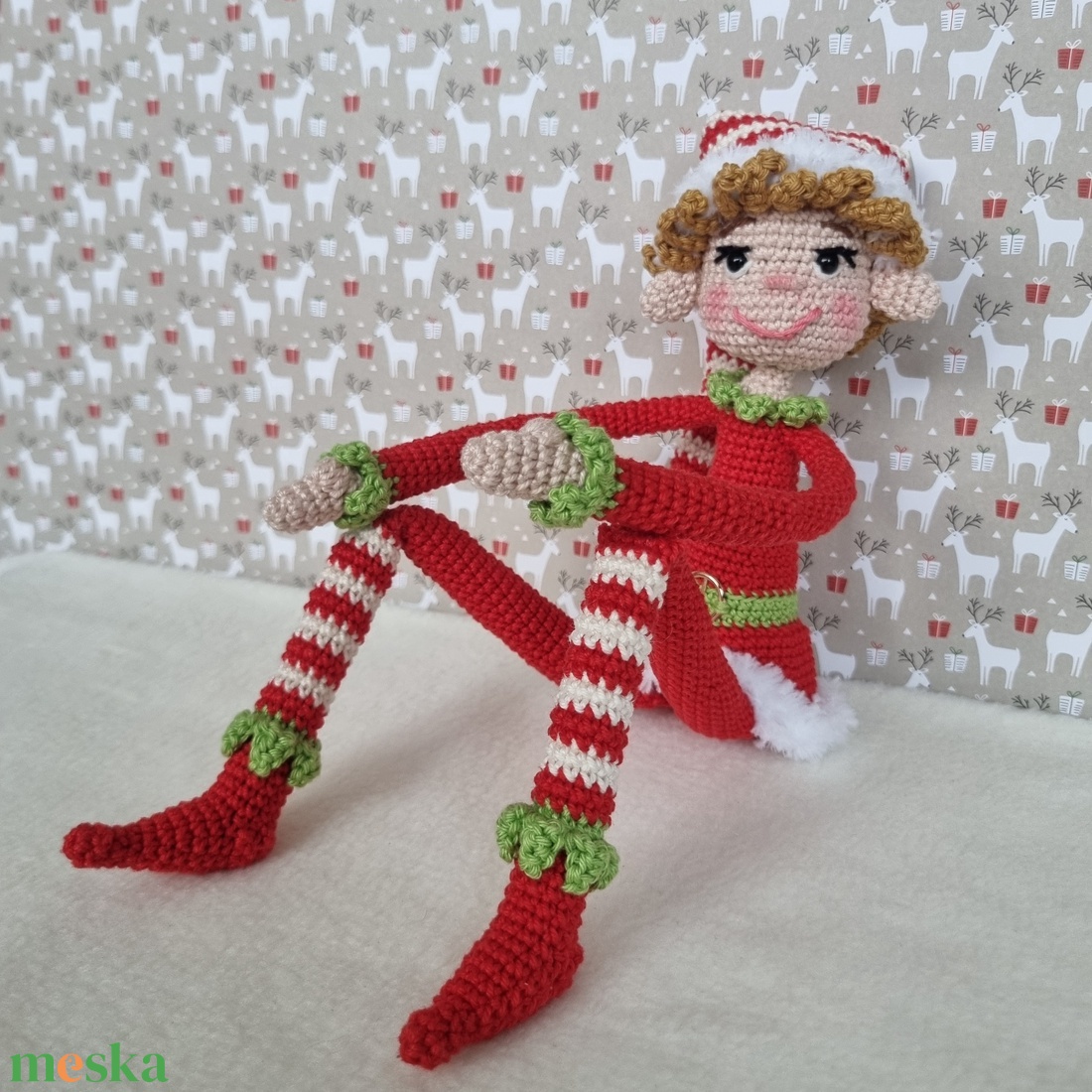 Horgolt karácsonyi csínytevő manó amigurumi - karácsony - karácsonyi lakásdekoráció - karácsonyi manók, figurák - Meska.hu