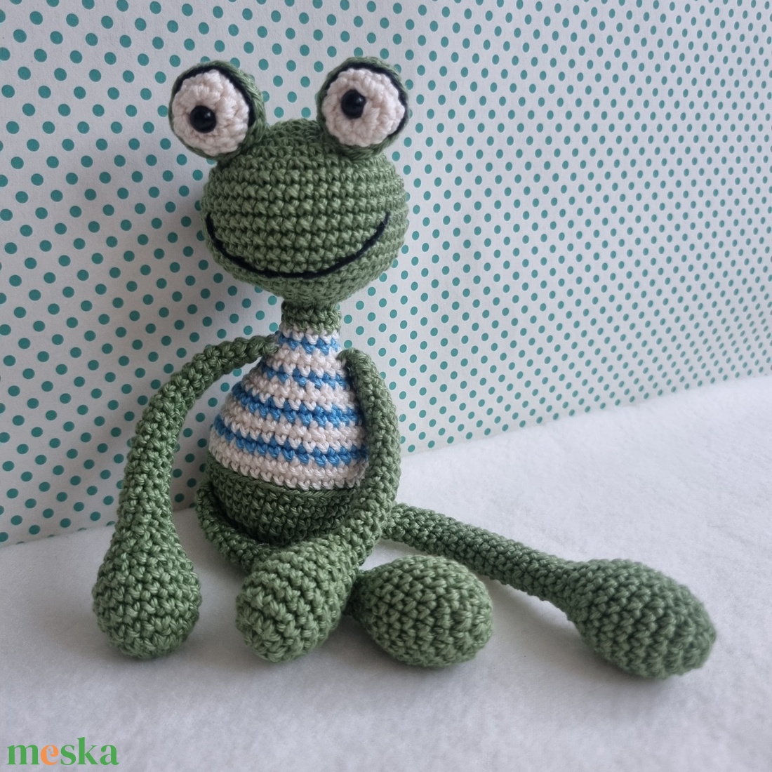 Horgolt béka amigurumi - játék & sport - plüssállat & játékfigura - béka - Meska.hu