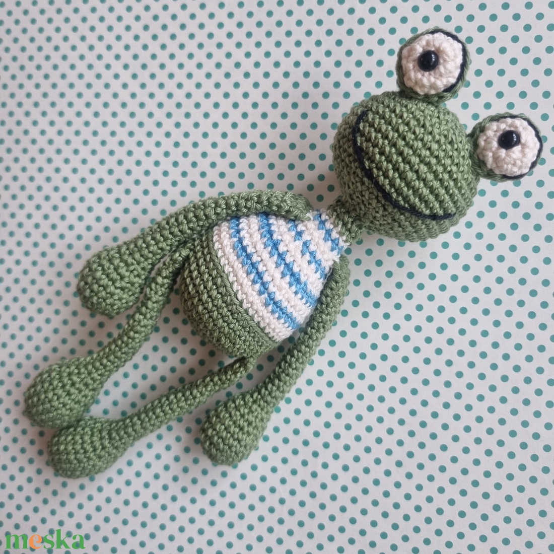 Horgolt béka amigurumi - játék & sport - plüssállat & játékfigura - béka - Meska.hu