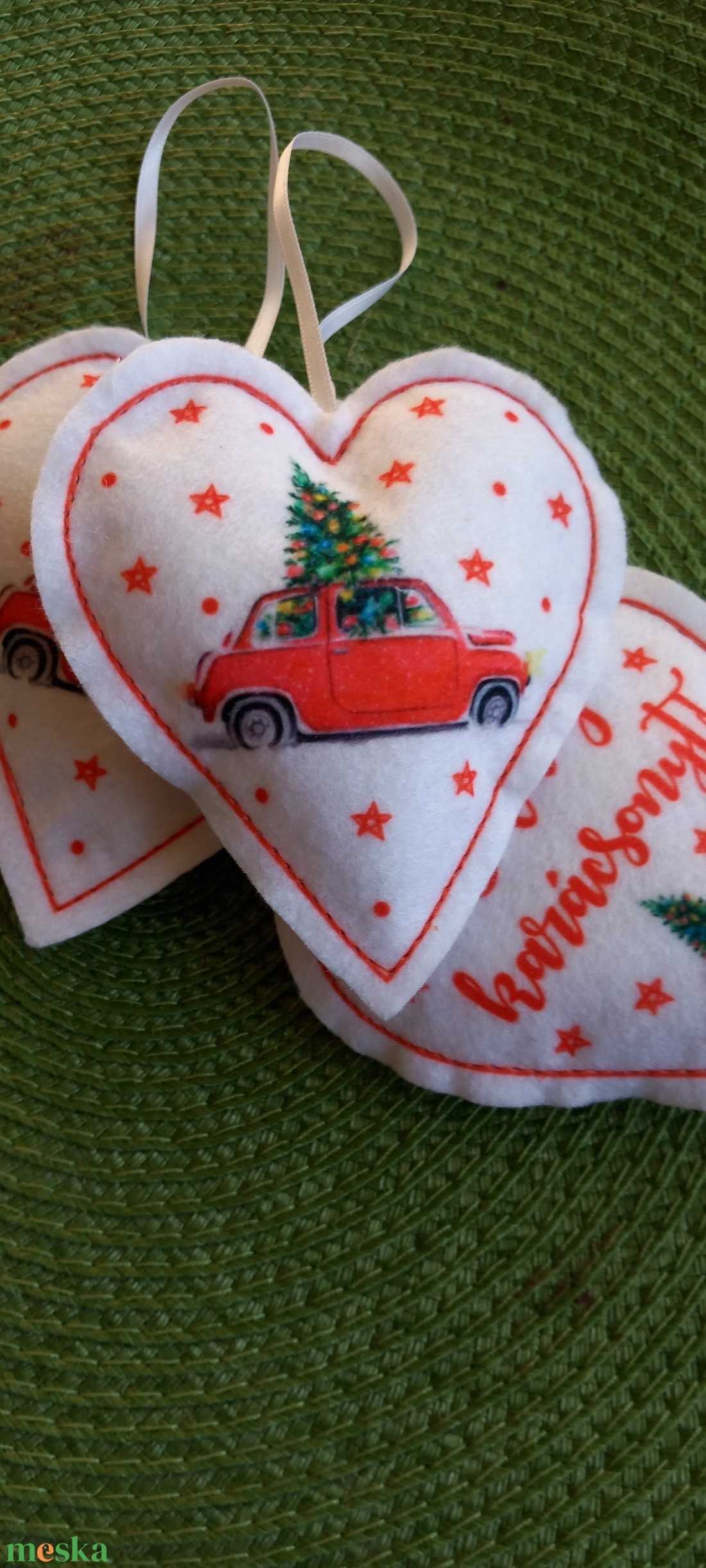 3db karácsonyi filcdísz - karácsony - karácsonyi lakásdekoráció - karácsonyi lakásdíszek - Meska.hu