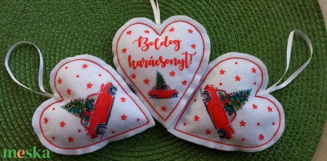 3db karácsonyi filcdísz - karácsony - karácsonyi lakásdekoráció - karácsonyi lakásdíszek - Meska.hu