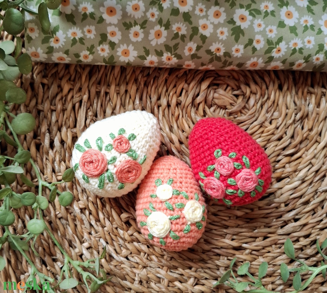 Horgolt húsvéti tojás 3 db/szett - otthon & életmód - dekoráció - asztal és polc dekoráció - asztaldísz - Meska.hu