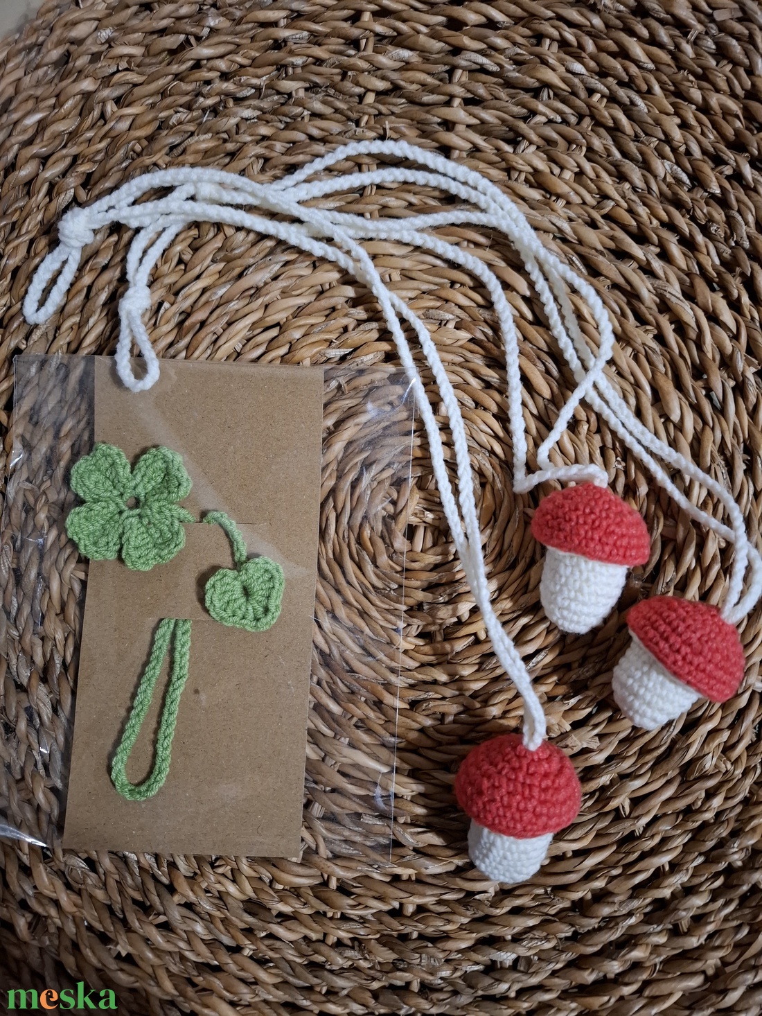 3 darab gomba nyaklánc és lóhere könyvjelző - ékszer - nyaklánc - medálos nyaklánc - Meska.hu