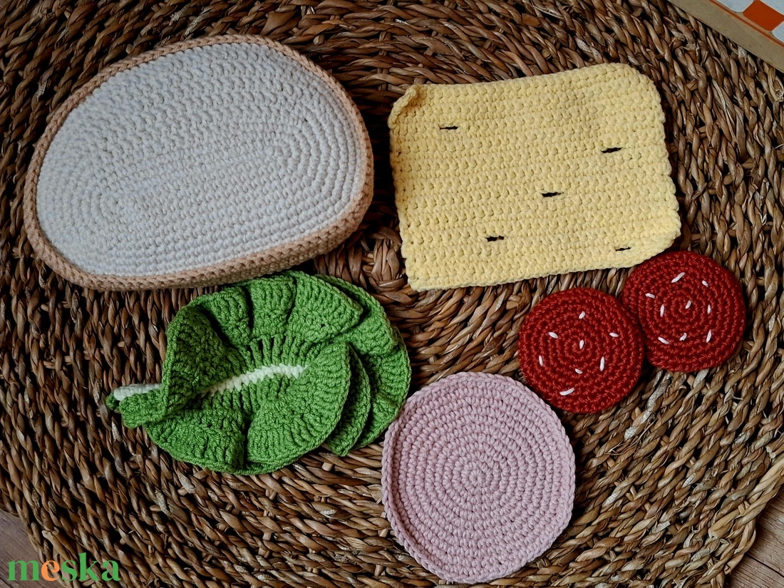 Horgolt szendvics szett - étel babakonyhába - játék & sport - szerepjáték - Meska.hu