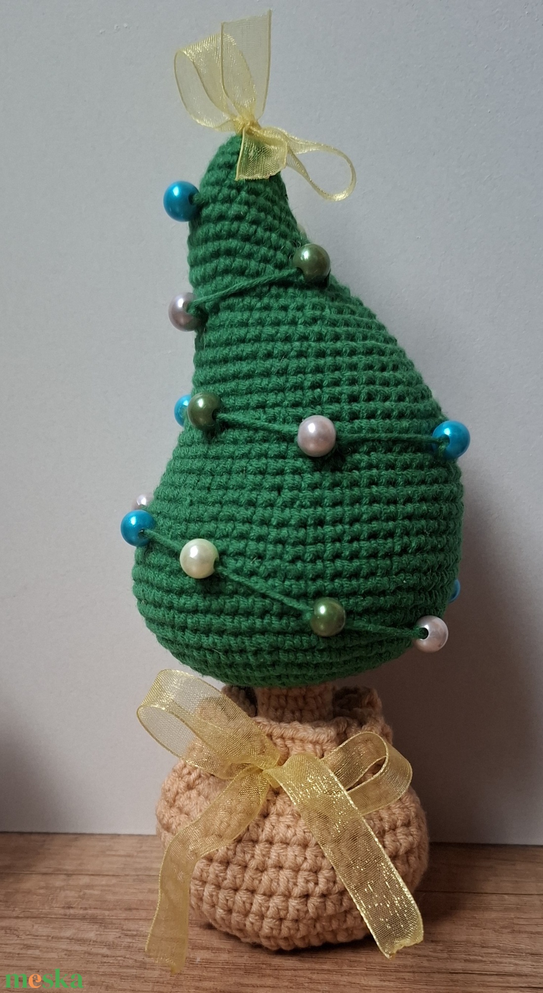 Horgolt karácsonyfa kaspóban - karácsony - karácsonyi lakásdekoráció - karácsonyfa, grincsfa - Meska.hu