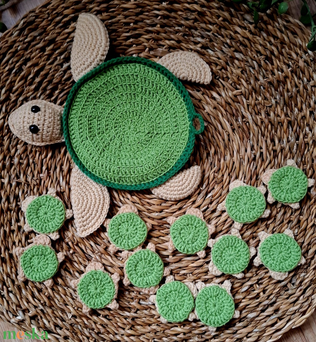 Horgolt teknős memória játék - játék & sport - készségfejlesztő és logikai játék - memória játékok - Meska.hu