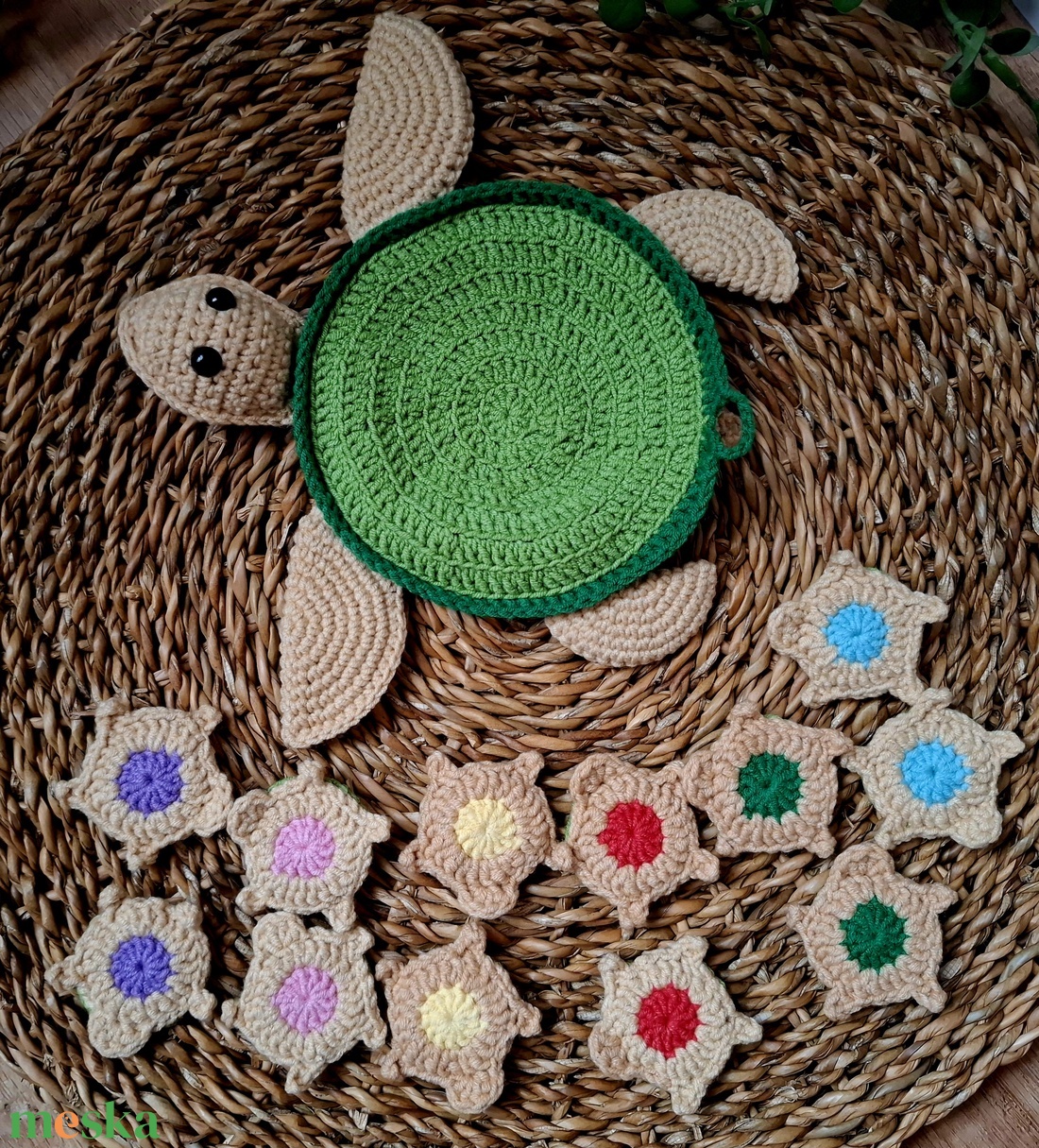 Horgolt teknős memória játék - játék & sport - készségfejlesztő és logikai játék - memória játékok - Meska.hu