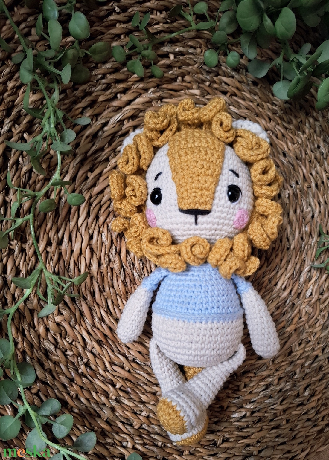 Horgolt oroszlán - játék & sport - plüssállat & játékfigura - oroszlán - Meska.hu