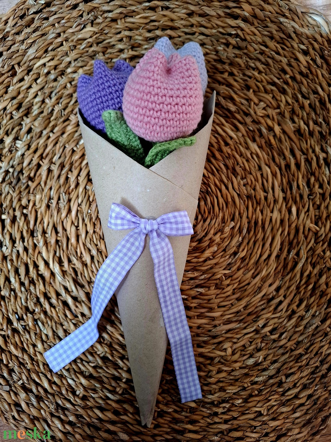 Horgolt virág - tulipán virágcsokor - otthon & életmód - virágdekoráció - virágok - virágcsokor - Meska.hu