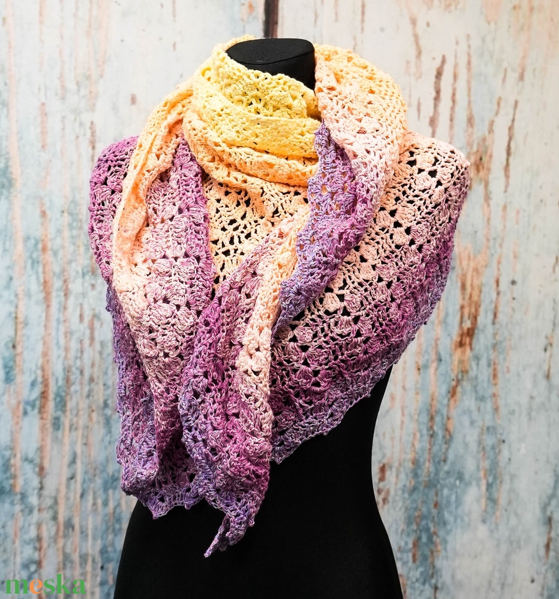 Sárga tavasz horgolt csipke kendő - ruha & divat - sál, sapka, kendő - kendő - Meska.hu