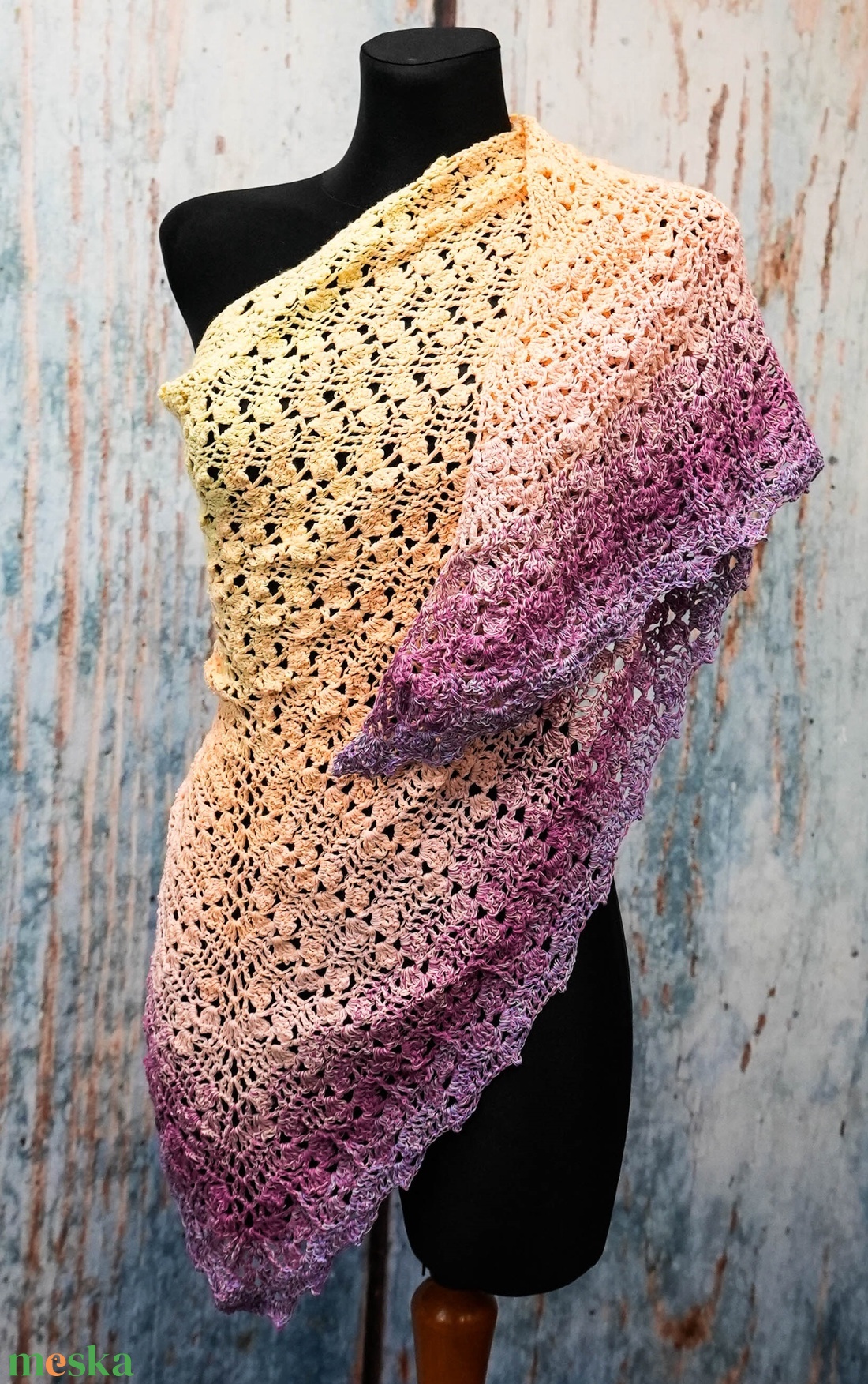 Sárga tavasz horgolt csipke kendő - ruha & divat - sál, sapka, kendő - kendő - Meska.hu