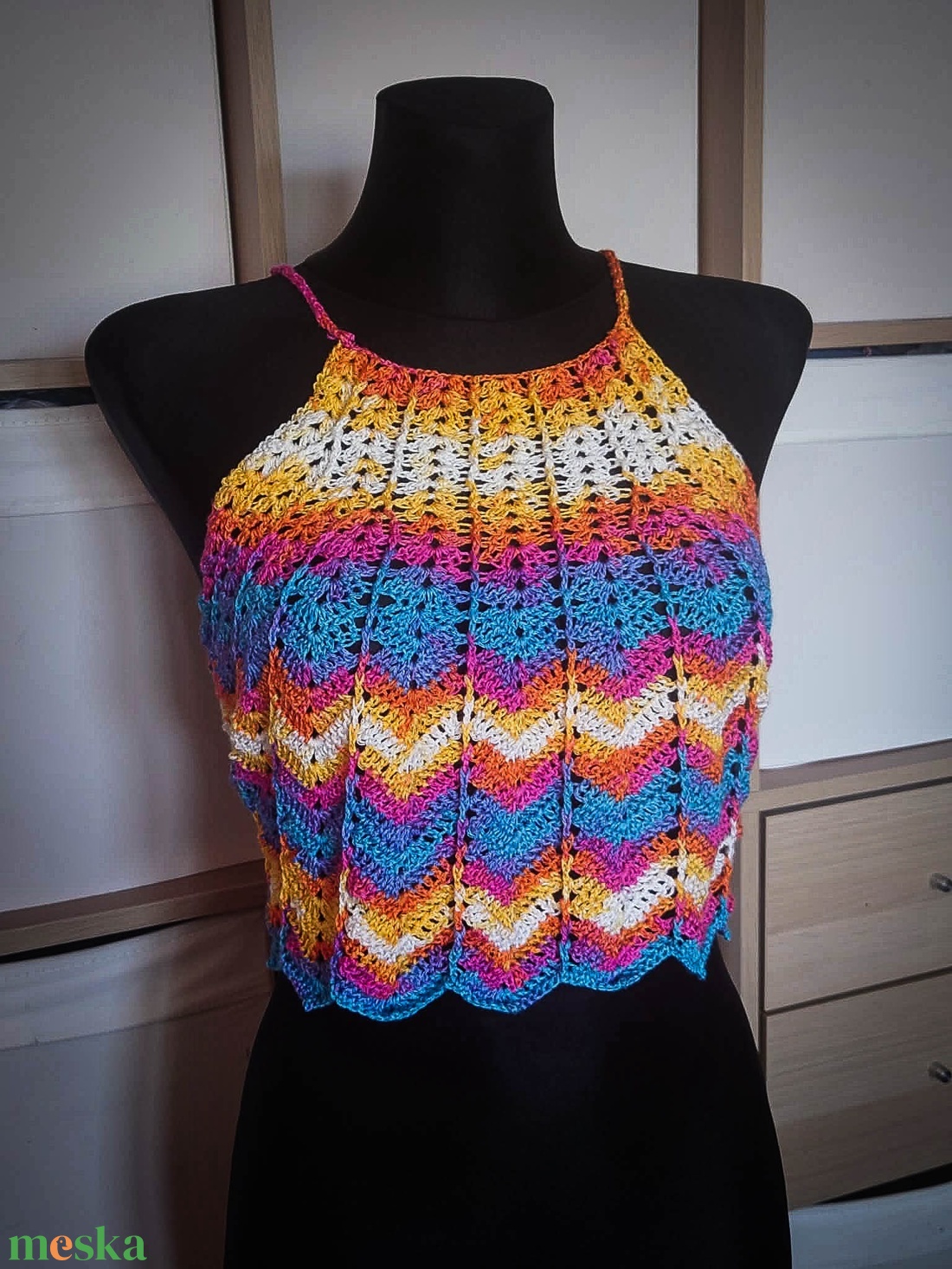 Trópusi hullám horgolt fesztivál crop top - ruha & divat - női ruha - top - Meska.hu