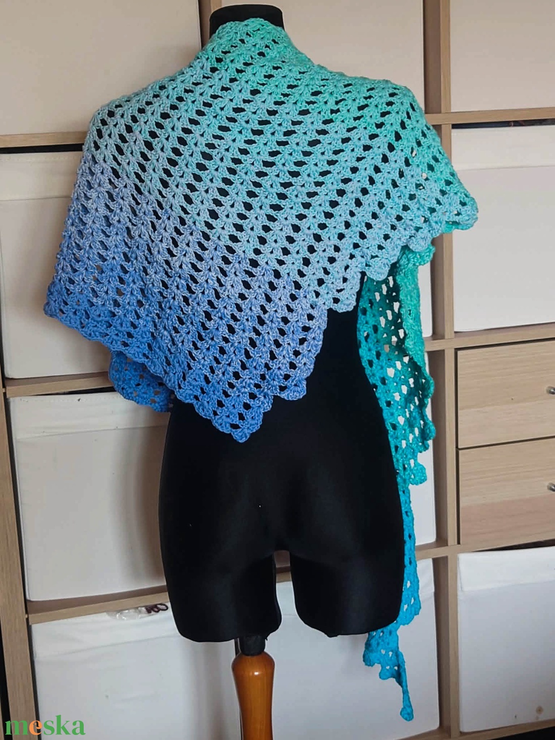 Jégvarázs horgolt aszimmetrikus pamut sálkendő - ruha & divat - sál, sapka, kendő - sál - Meska.hu