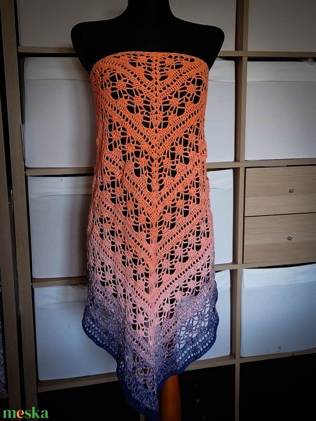 Óceáni pirkadat, nagy horgolt csipke kendő - ruha & divat - sál, sapka, kendő - vállkendő - Meska.hu