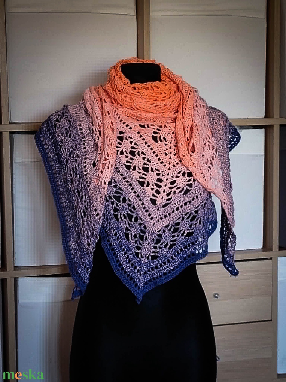 Óceáni pirkadat, nagy horgolt csipke kendő - ruha & divat - sál, sapka, kendő - vállkendő - Meska.hu