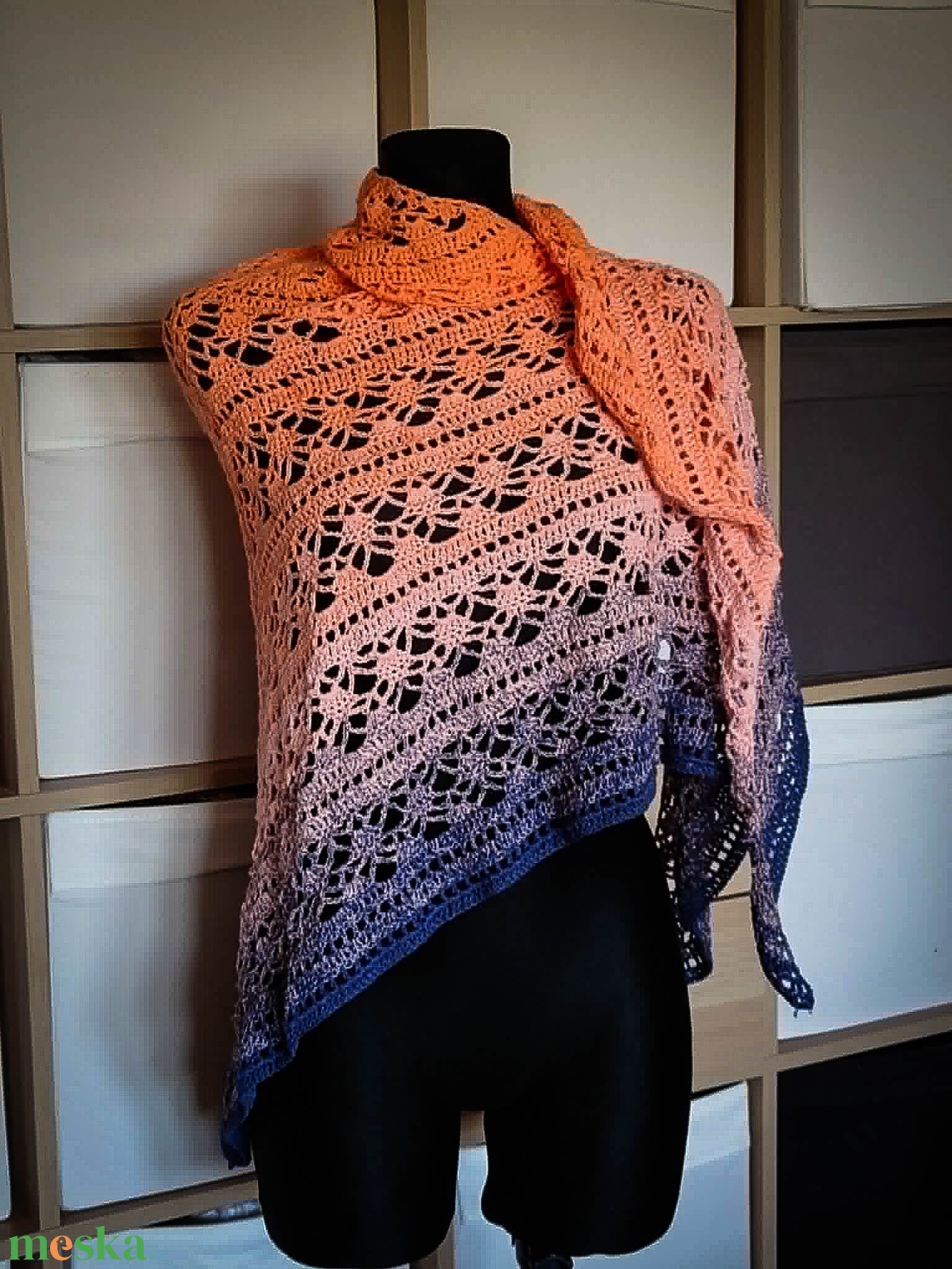 Óceáni pirkadat, nagy horgolt csipke kendő - ruha & divat - sál, sapka, kendő - vállkendő - Meska.hu