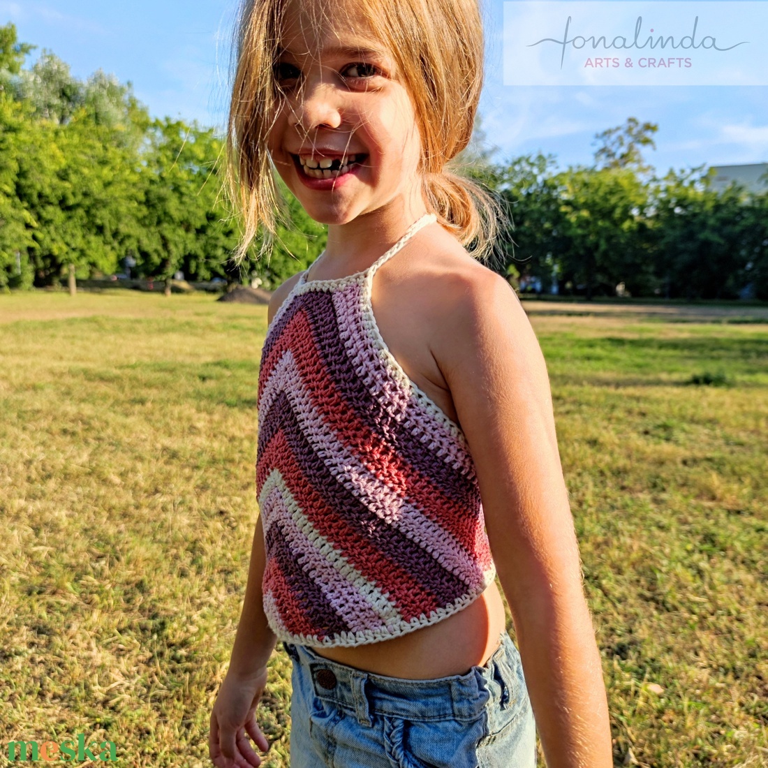 Boho chic horgolt kislány top - ruha & divat - női ruha - top - Meska.hu