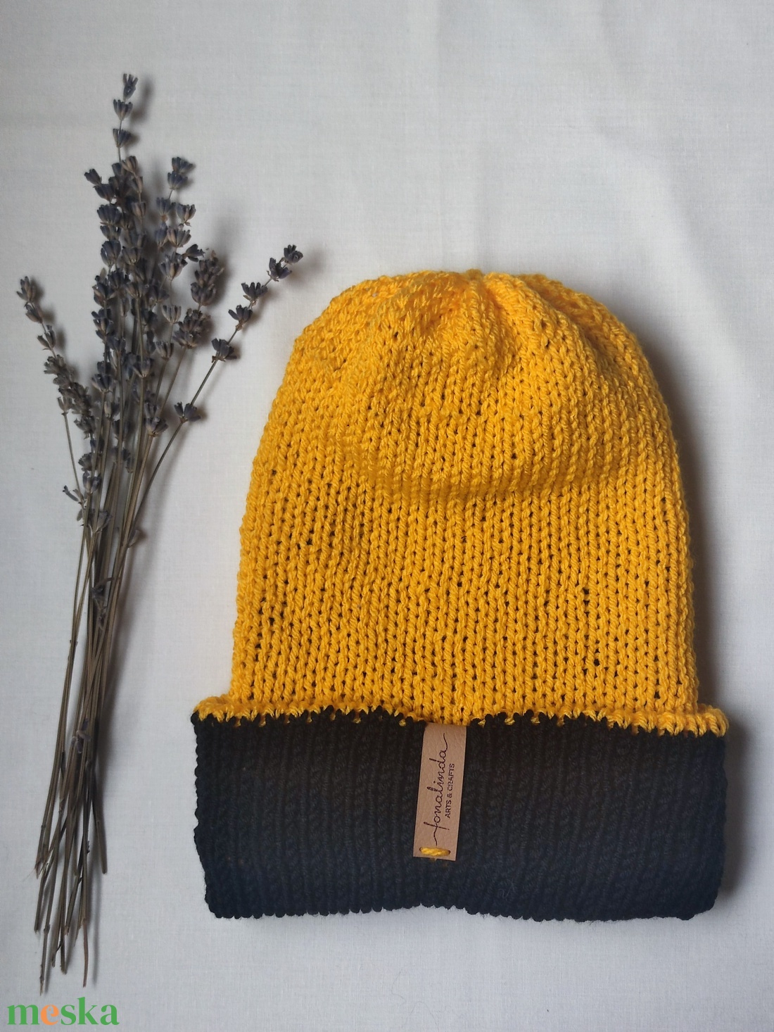 Ki-be fordítható férfi sapka/sárga -fekete  - ruha & divat - sál, sapka, kendő - sapka - Meska.hu