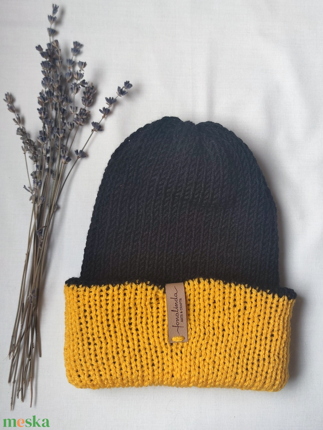 Ki-be fordítható férfi sapka/sárga -fekete  - ruha & divat - sál, sapka, kendő - sapka - Meska.hu