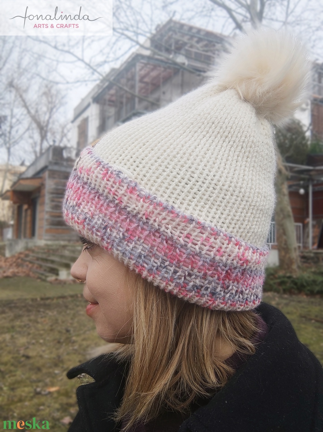 Szederinda vajszínben - női sapka  - ruha & divat - sál, sapka, kendő - fejpánt - Meska.hu