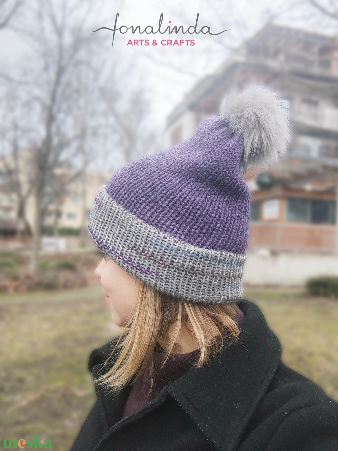 Szederinda lil�ban - gyapjú női sapka  - ruha & divat - sál, sapka, kendő - fejpánt - Meska.hu