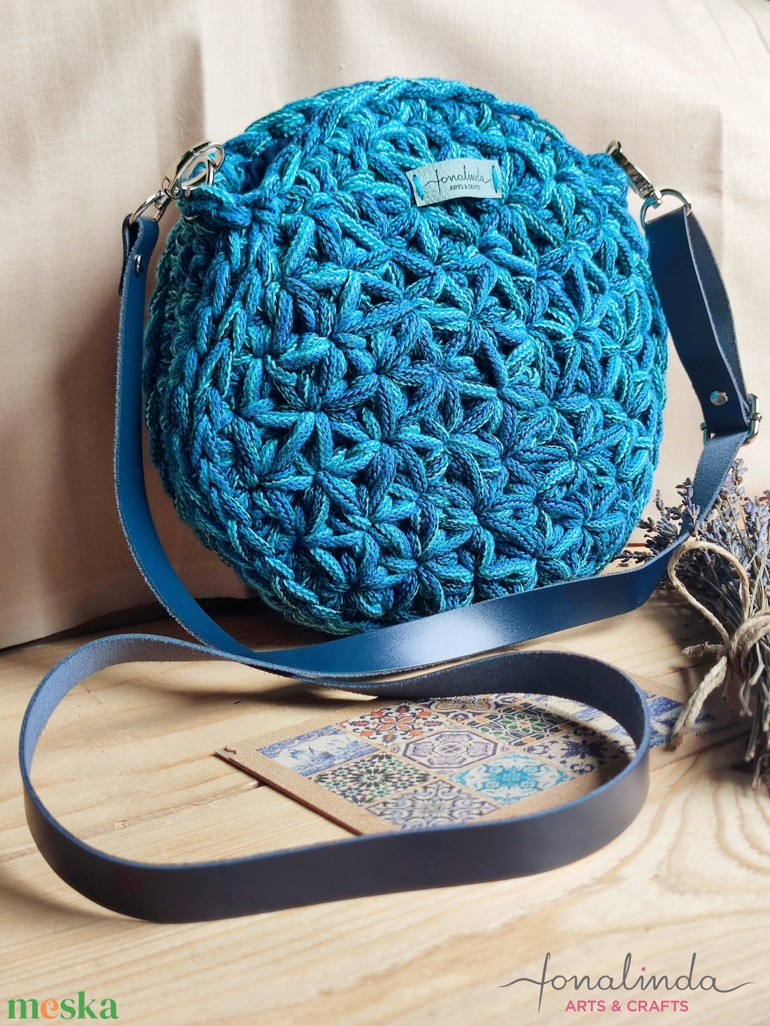 Blue Jasmine horgolt kört�ska - táska & tok - kézitáska & válltáska - alkalmi táska - Meska.hu