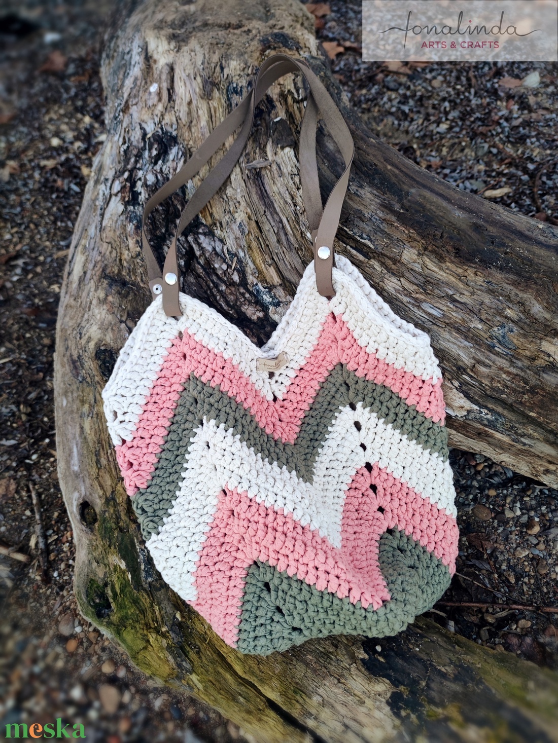 TULIP�N óriási horgolt táska  - táska & tok - bevásárlás & shopper táska - shopper, textiltáska, szatyor - Meska.hu