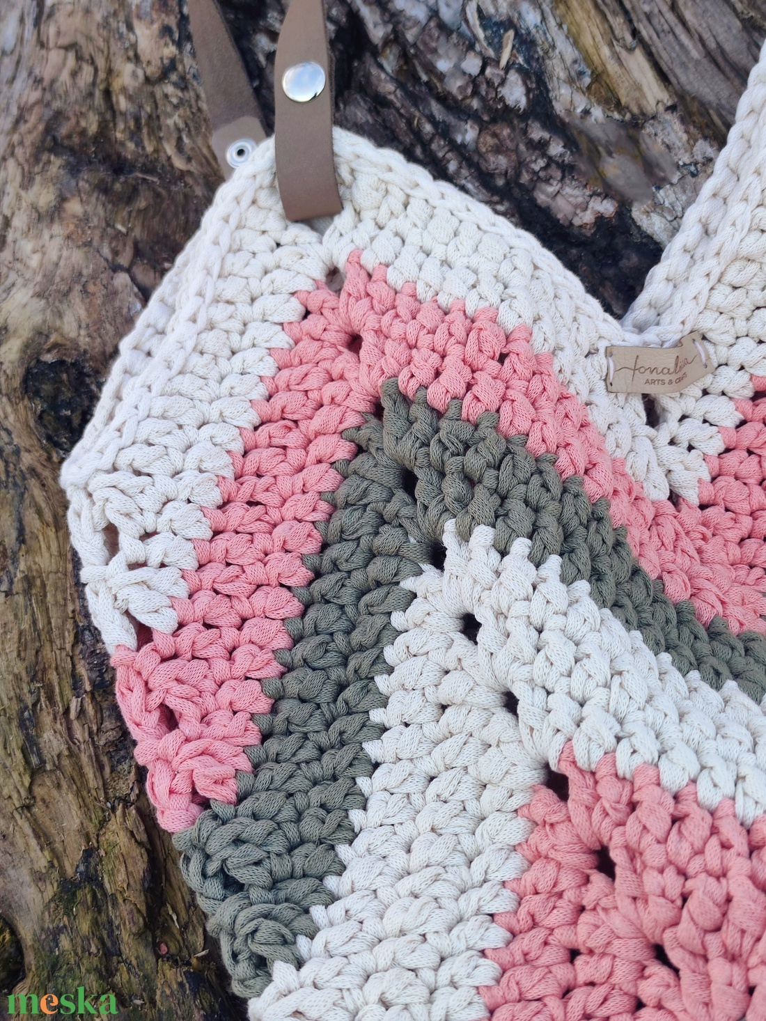 TULIP�N óriási horgolt táska  - táska & tok - bevásárlás & shopper táska - shopper, textiltáska, szatyor - Meska.hu