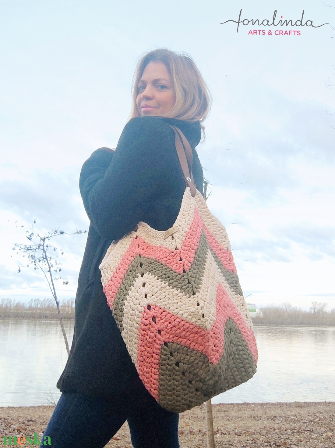 TULIP�N óriási horgolt táska  - táska & tok - bevásárlás & shopper táska - shopper, textiltáska, szatyor - Meska.hu