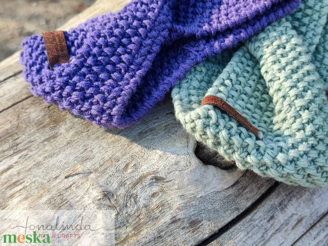 Királylila kötött fejp�nt  - ruha & divat - sál, sapka, kendő - fejpánt - Meska.hu