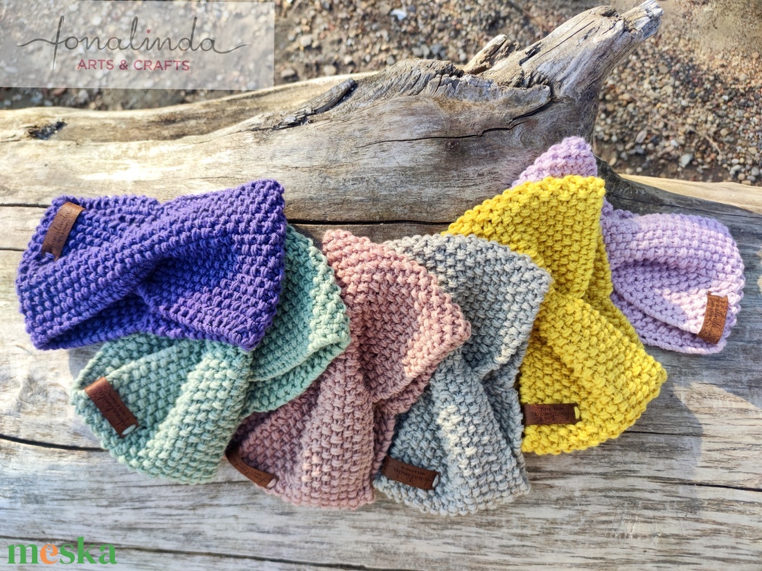 Királylila kötött fejp�nt  - ruha & divat - sál, sapka, kendő - fejpánt - Meska.hu