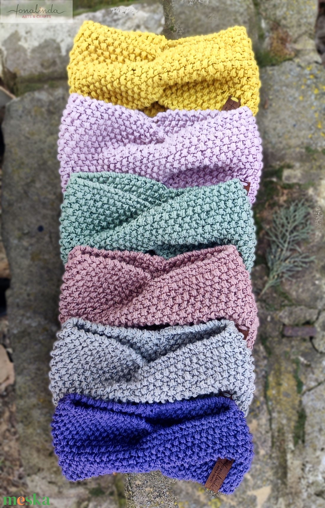 Királylila kötött fejp�nt  - ruha & divat - sál, sapka, kendő - fejpánt - Meska.hu