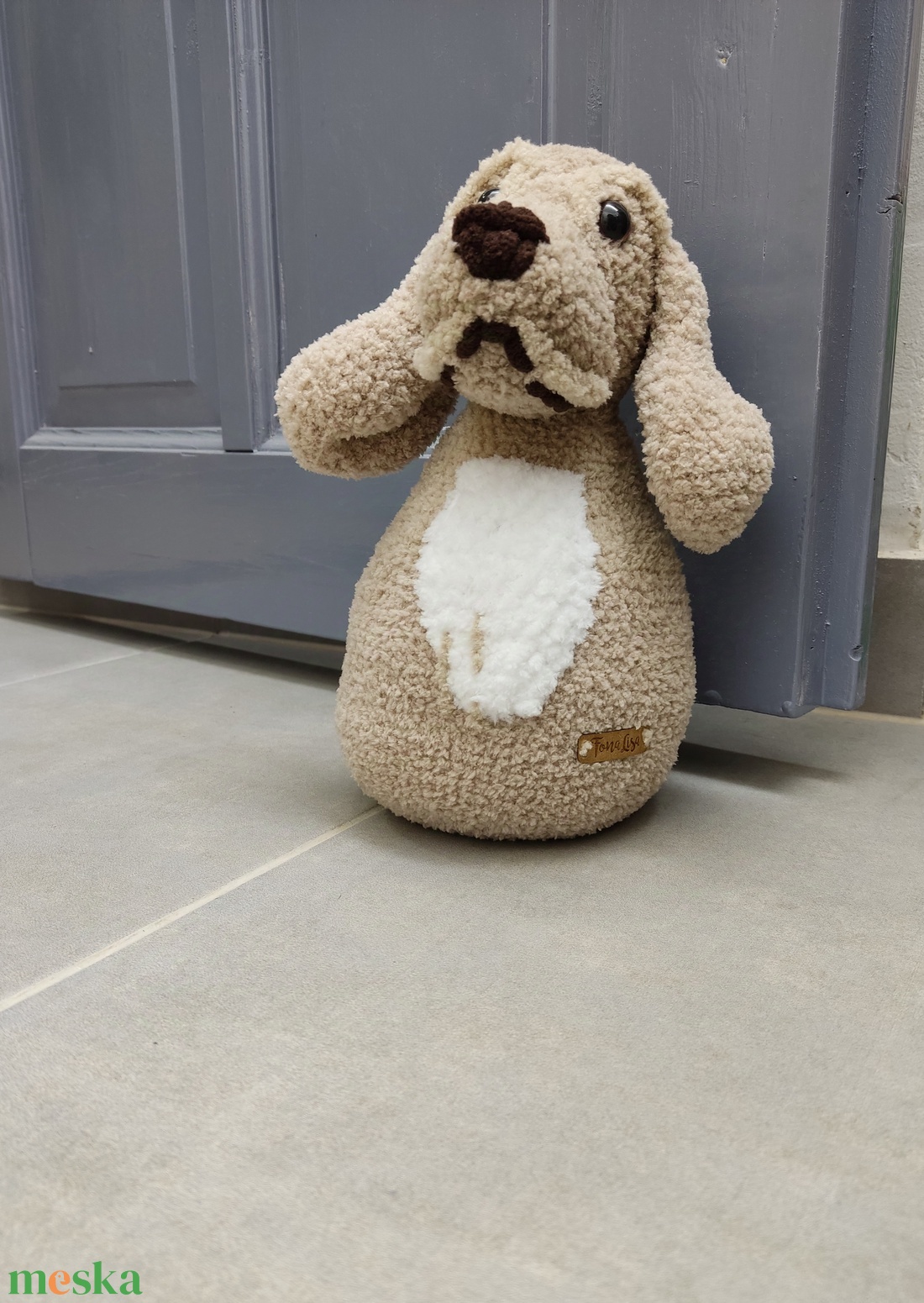 Horgolt kutya ajtókitámasztó - otthon & életmód - dekoráció - ajtó- és ablak dekoráció - ablakdísz - Meska.hu