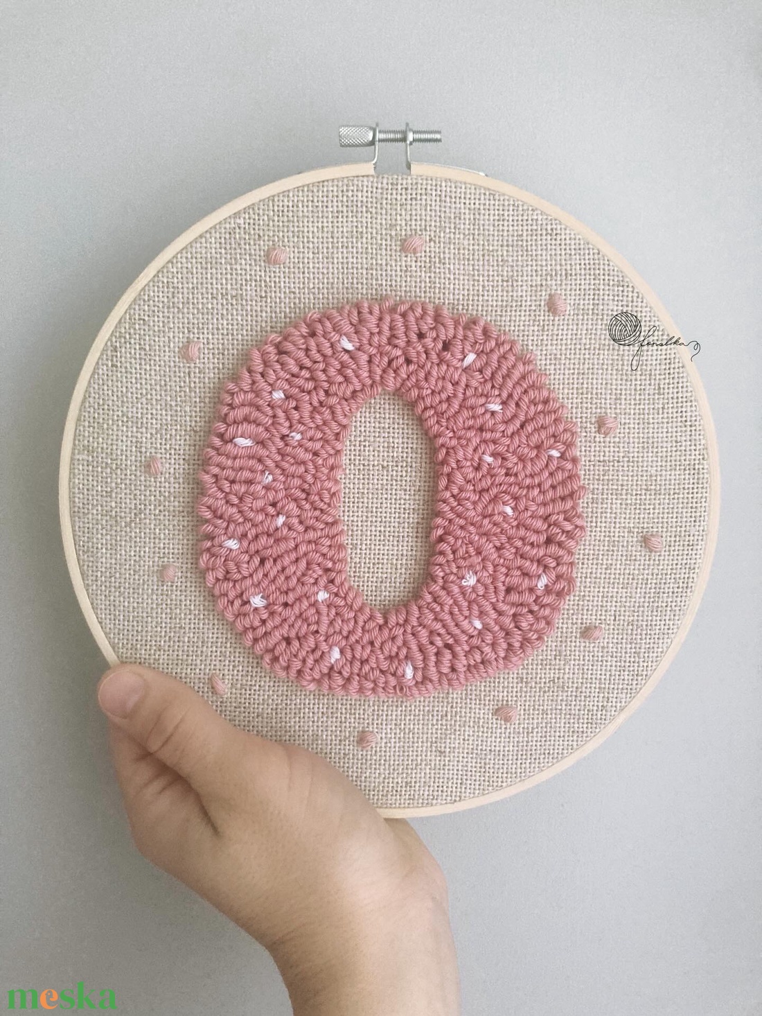 Személyre szabott O feliratú fonalkép - baba - mama - babaszoba dekoráció - babaszoba kép - Meska.hu