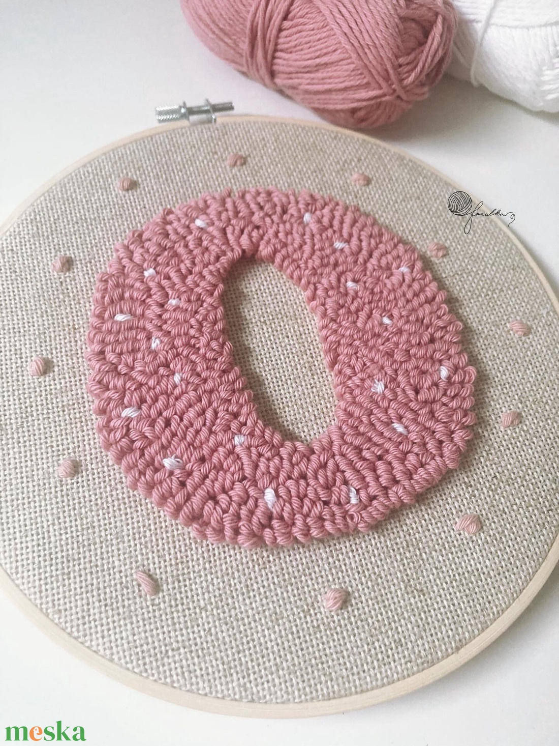 Személyre szabott O feliratú fonalkép - baba - mama - babaszoba dekoráció - babaszoba kép - Meska.hu