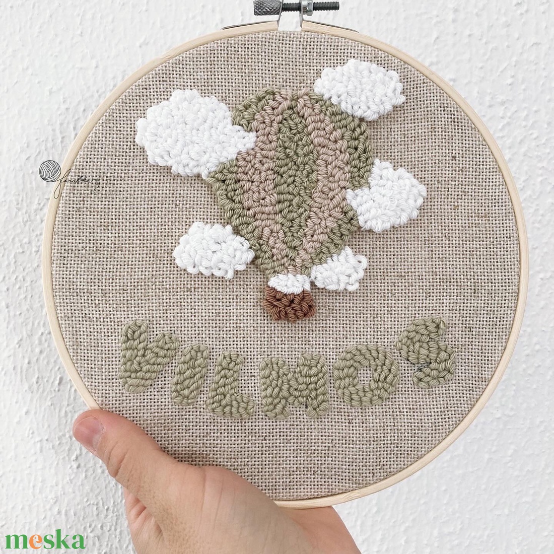 Személyre szabott  hőlégballonos fonalkép - baba - mama - babaszoba dekoráció - babaszoba kép - Meska.hu