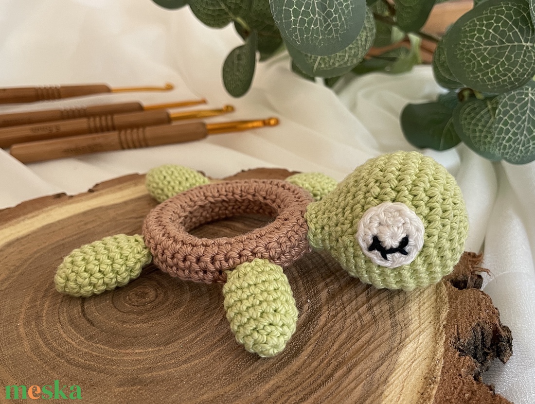 Horgolt teknős rágóka - baba - mama - baba játékok - rágóka - Meska.hu