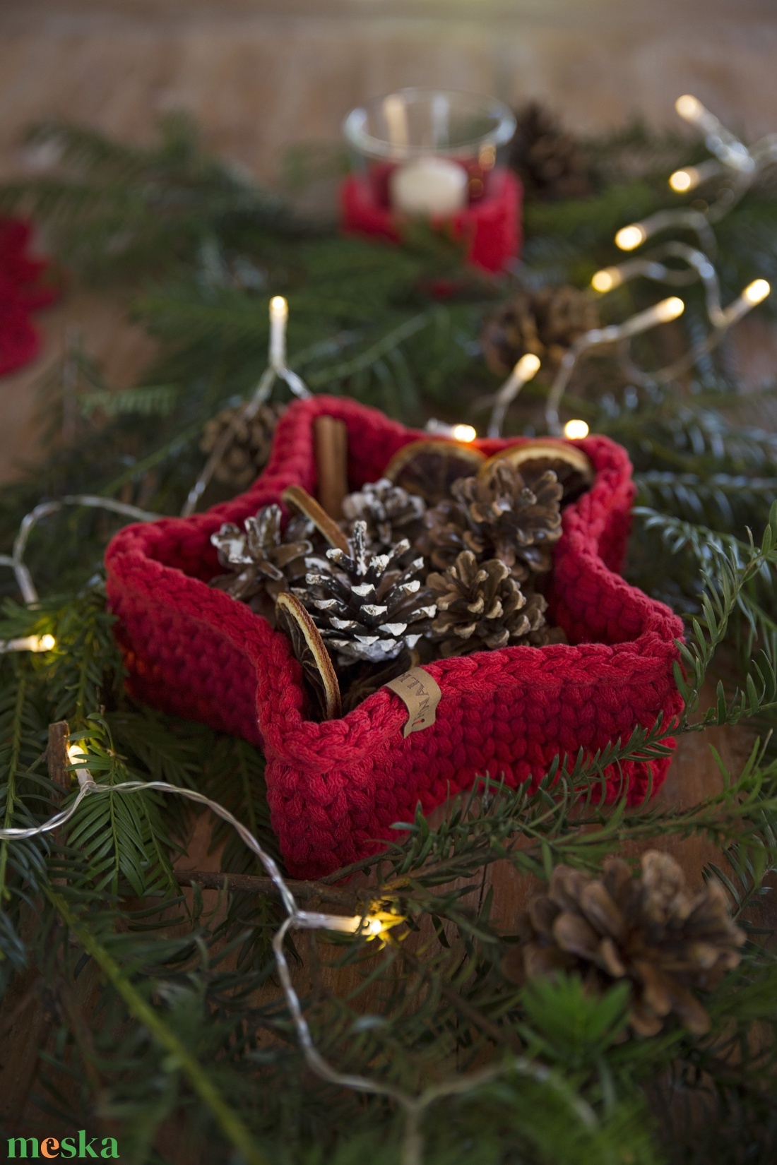Karácsonyi kosár - piros - otthon & életmód - tárolás & rendszerezés - tárolókosár - Meska.hu
