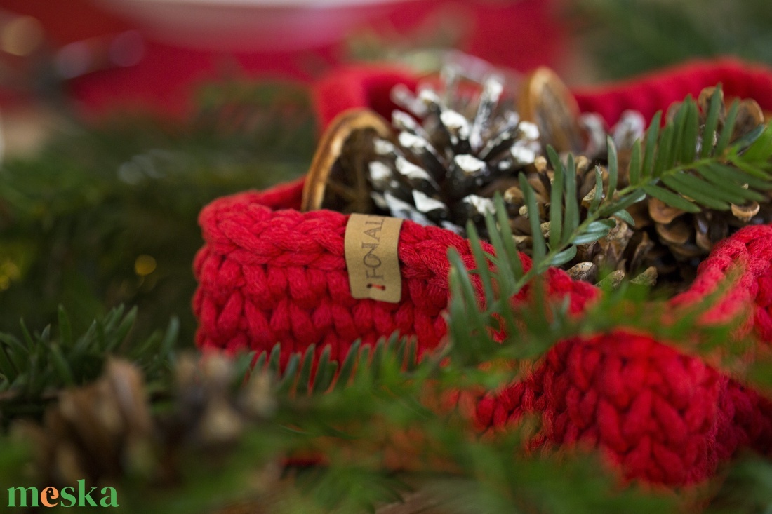 Karácsonyi kosár - piros - otthon & életmód - tárolás & rendszerezés - tárolókosár - Meska.hu