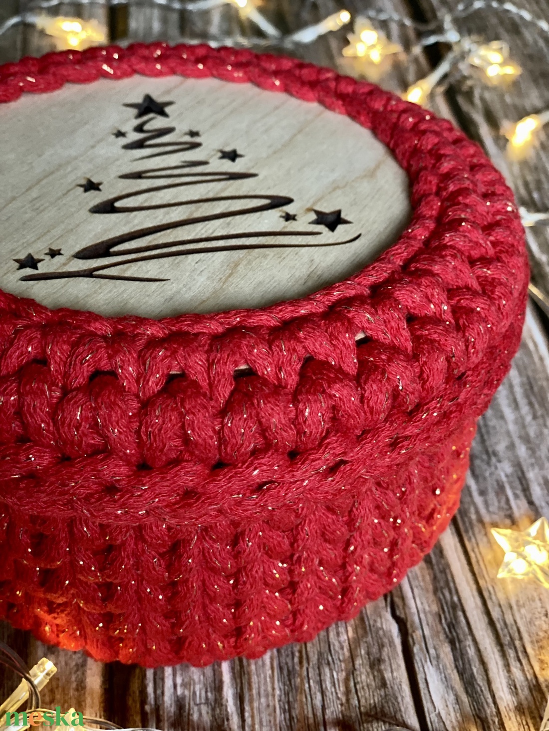 Karácsonyi tároló - piros - karácsony - karácsonyi ajándékozás - karácsonyi ajándékcsomagolás - Meska.hu