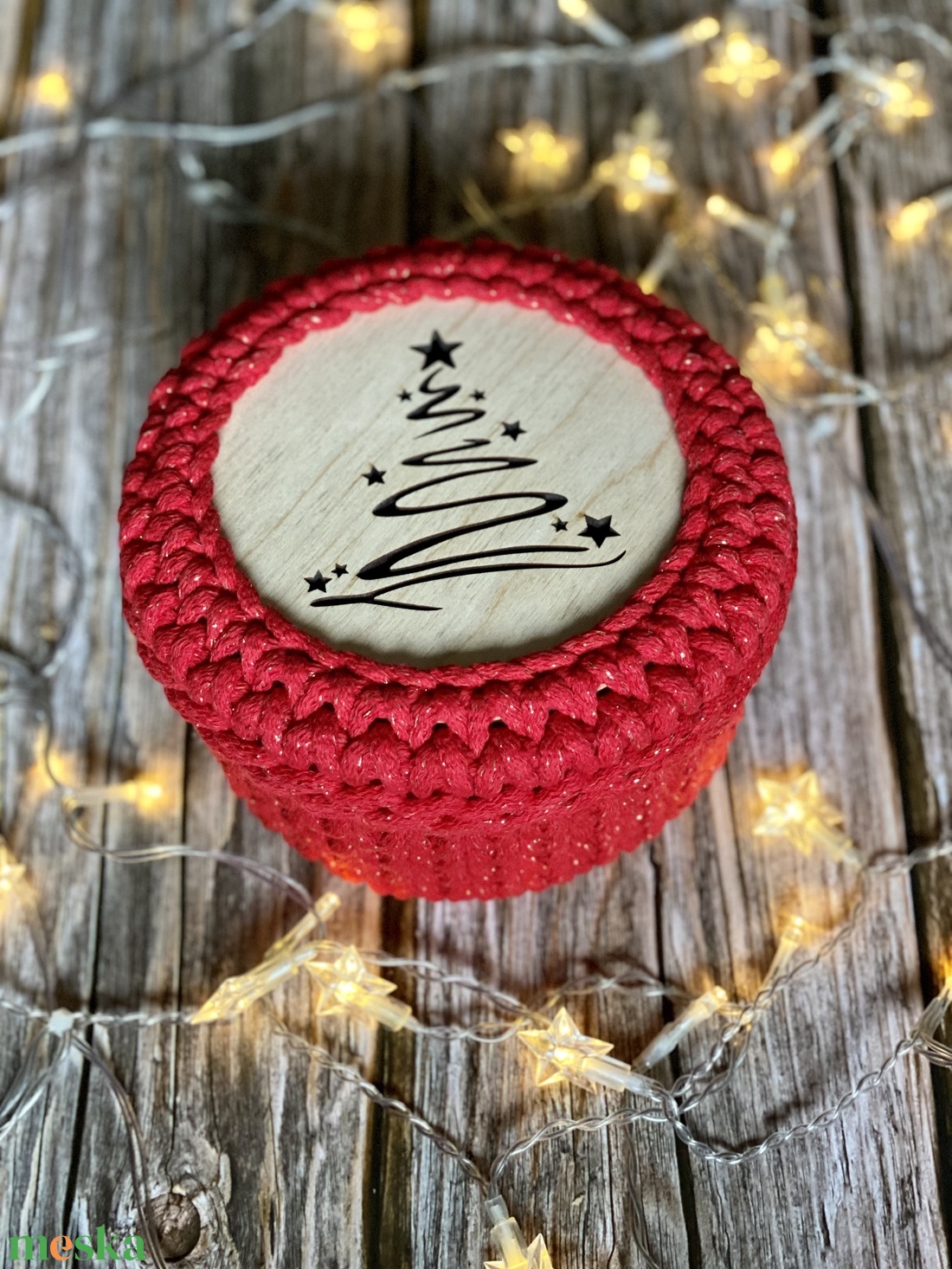 Karácsonyi tároló - piros - karácsony - karácsonyi ajándékozás - karácsonyi ajándékcsomagolás - Meska.hu