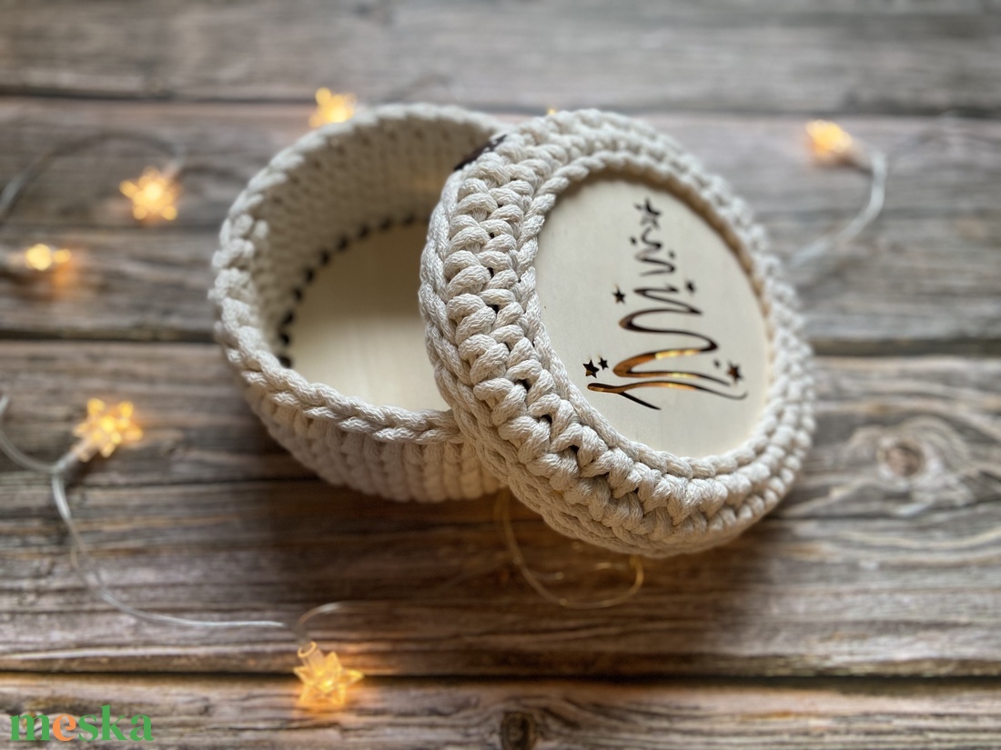 Karácsonyi tároló - ekrü - karácsony - karácsonyi ajándékozás - karácsonyi ajándékcsomagolás - Meska.hu