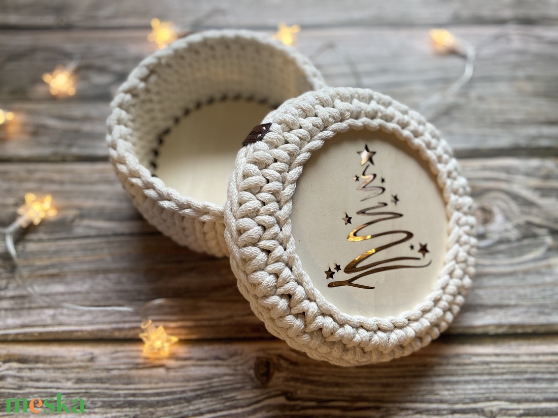 Karácsonyi tároló - ekrü - karácsony - karácsonyi ajándékozás - karácsonyi ajándékcsomagolás - Meska.hu