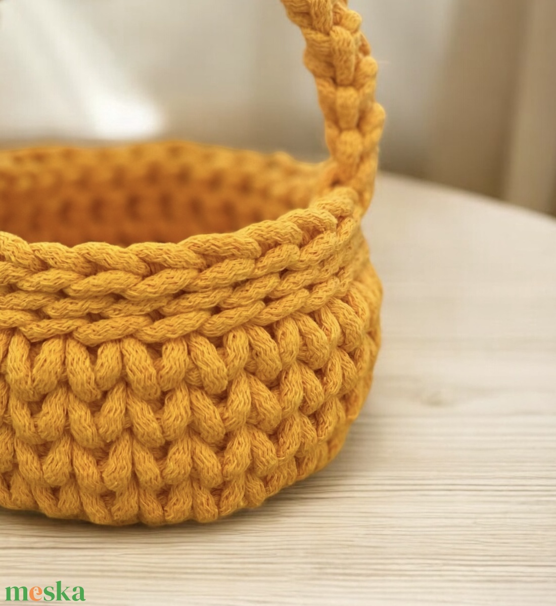 Horgolt húsvéti kiskosár d12 - napsárga - otthon & életmód - tárolás & rendszerezés - tárolókosár - Meska.hu