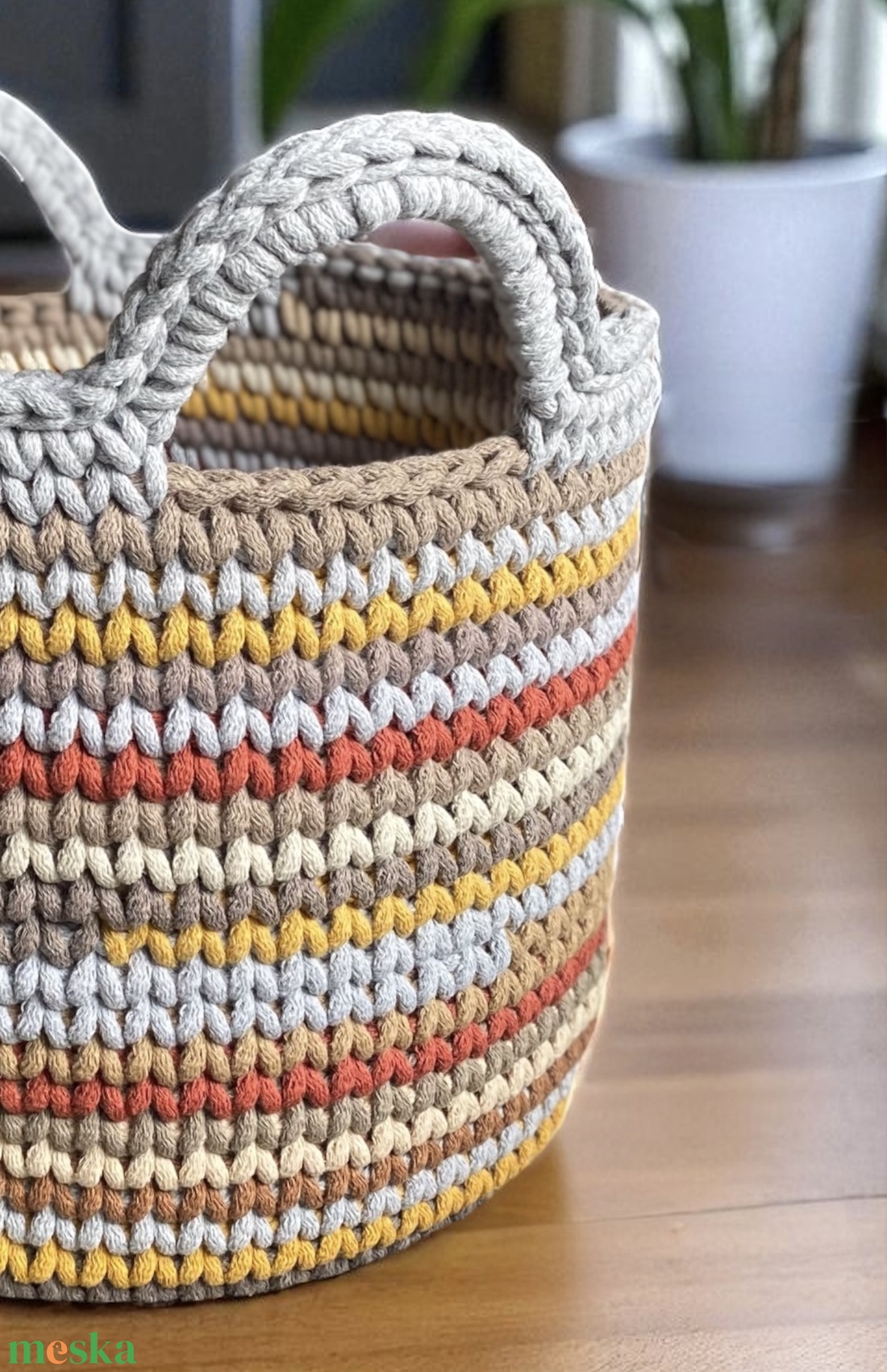 Nagyméretű horgolt tároló, kosár - őszi színek - otthon & életmód - tárolás & rendszerezés - tárolókosár - Meska.hu