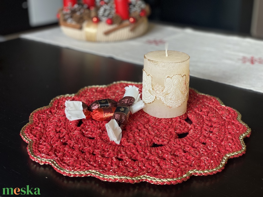 Horgolt tányéralátét - karácsonyi - otthon & életmód - konyhafelszerelés, tálalás - tálalás - tányér- és poháralátét - Meska.hu