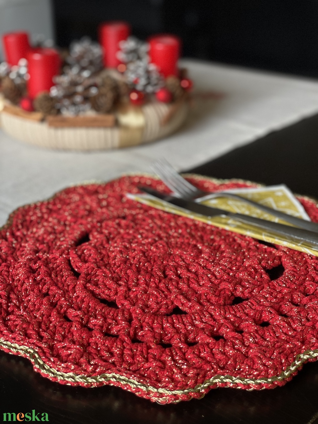 Horgolt tányéralátét - karácsonyi - otthon & életmód - konyhafelszerelés, tálalás - tálalás - tányér- és poháralátét - Meska.hu